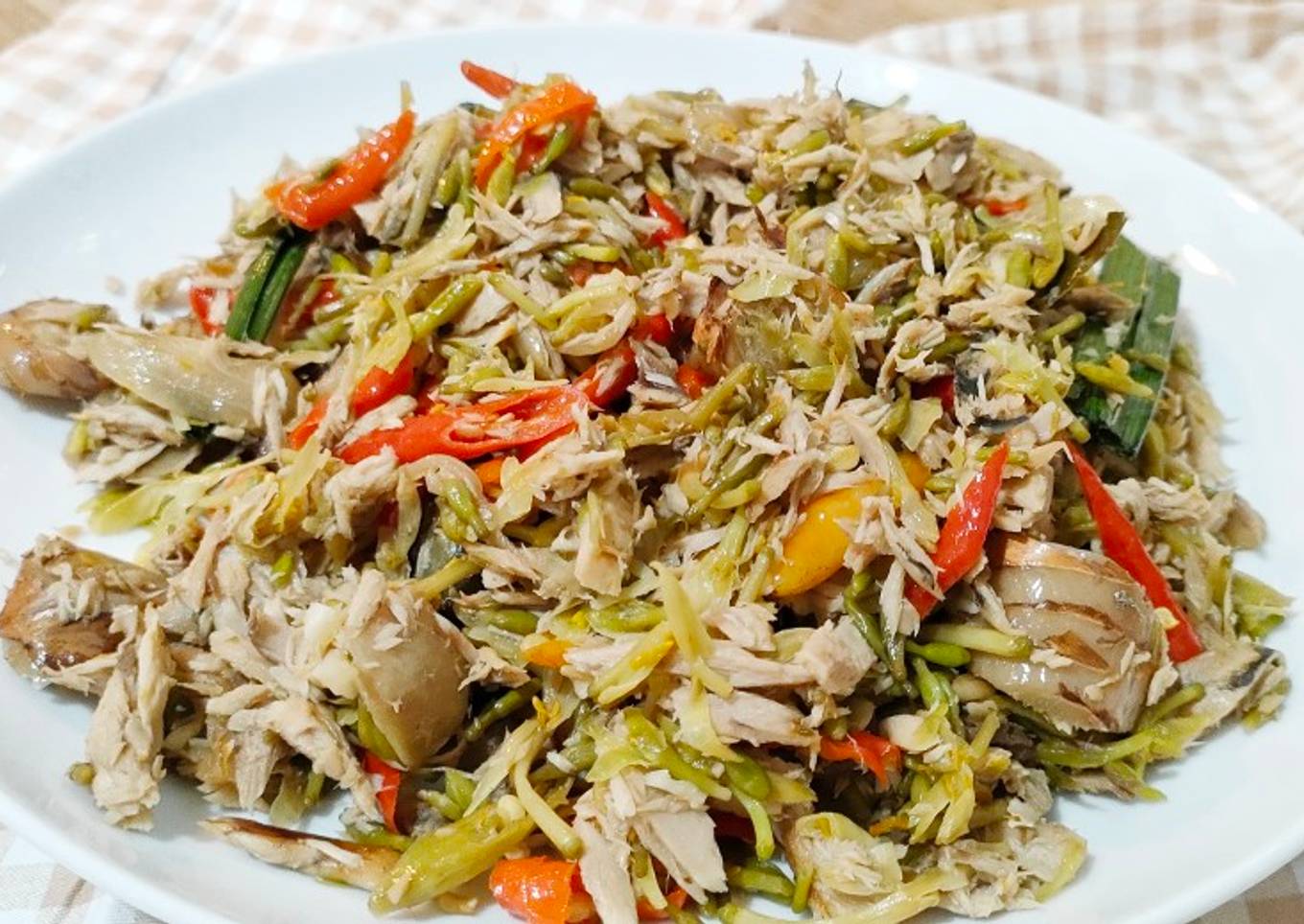 Tumis Bunga Pepaya Tongkol