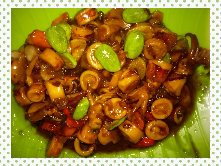 Cara Simple Membuat Resep  Cumi asin tumis pedas manis plus petai (no ribet) yang Enak, Lezat Sekali