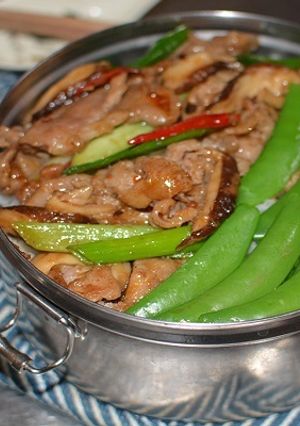 辣豆瓣醬炒肉片便當 的食譜成品照片