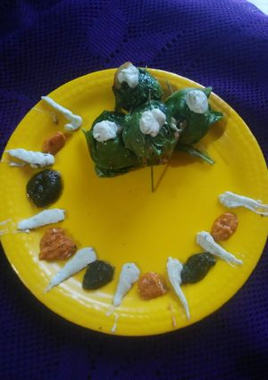 A picture of Potato roll in spinch wrap.