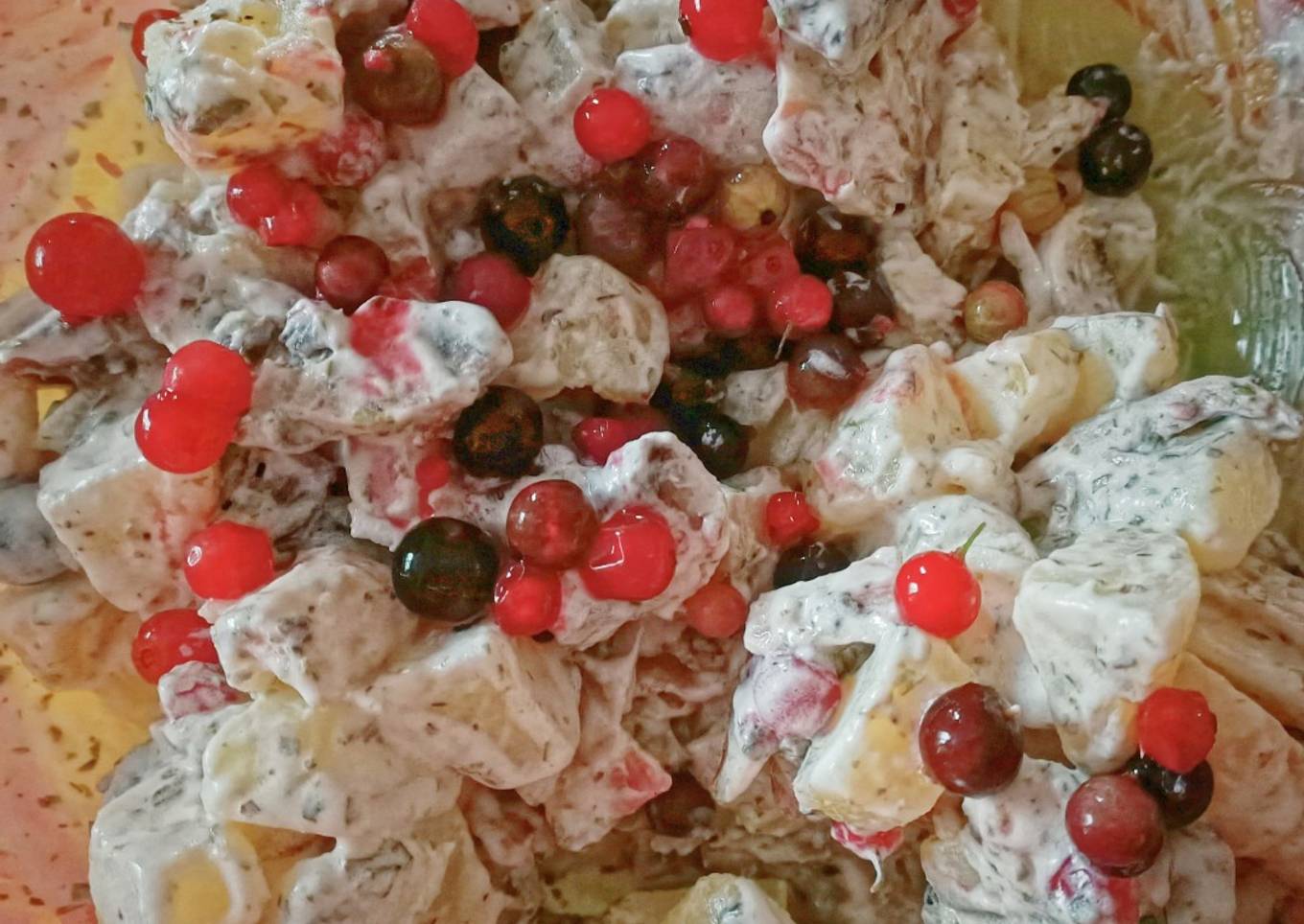 Salade de champignons de Paris, groseilles, cassis et pommes de terre au Cook Expert