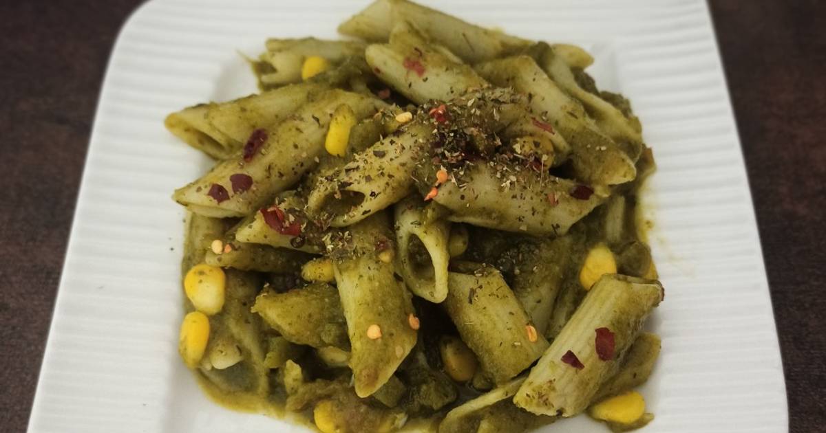 Spinach Pasta with No Maida No Butter No Cream No cheese version Recipe