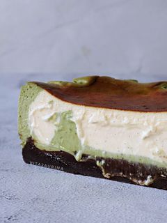 Foto resep Brownie Matcha Vanilla Basque Cheesecake❤️