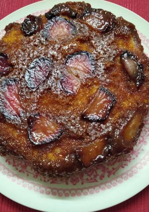 A picture of Strawberry upside down Cake.