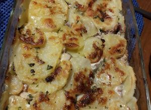 Una foto de Sesos al horno gratinados con láminas de papas
