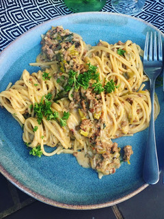 One-Pot-Pasta mit Lauch und Hackfleisch Rezepthauptbild
