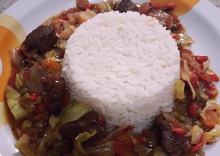 White rice n liver vegetable source