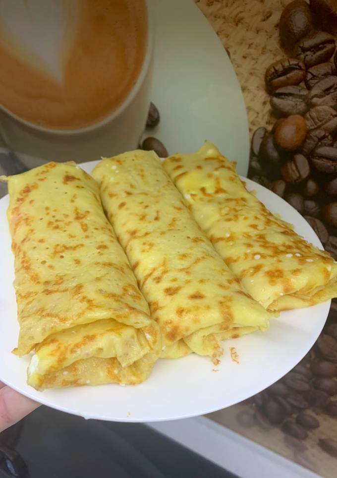 Млинці на воді з творогом та полуничкою 🥞