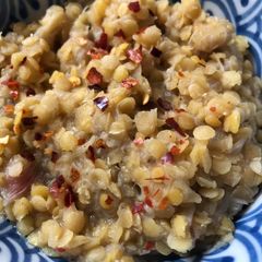 A picture of Lentil and rhubarb stew - vegan.