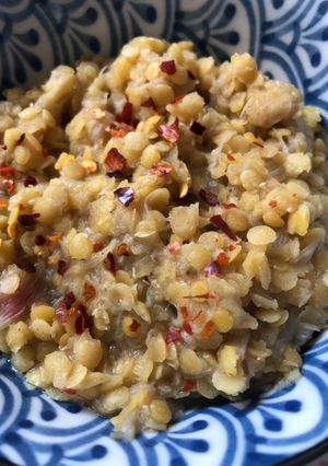 A picture of Lentil and rhubarb stew - vegan.