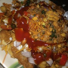 A picture of Leftover roti chaat.