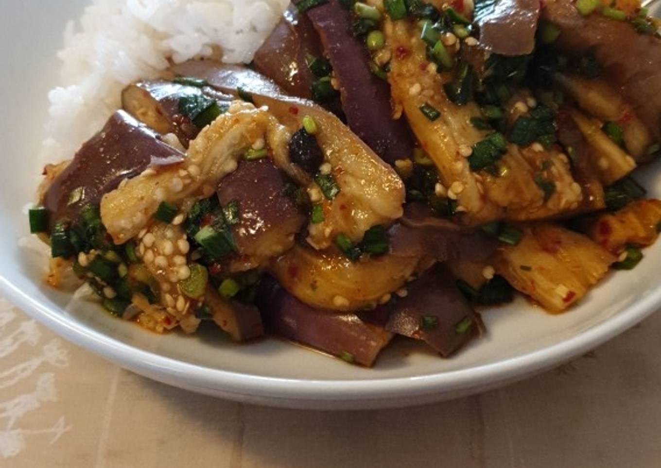 Korean Style Pulled Aubergine