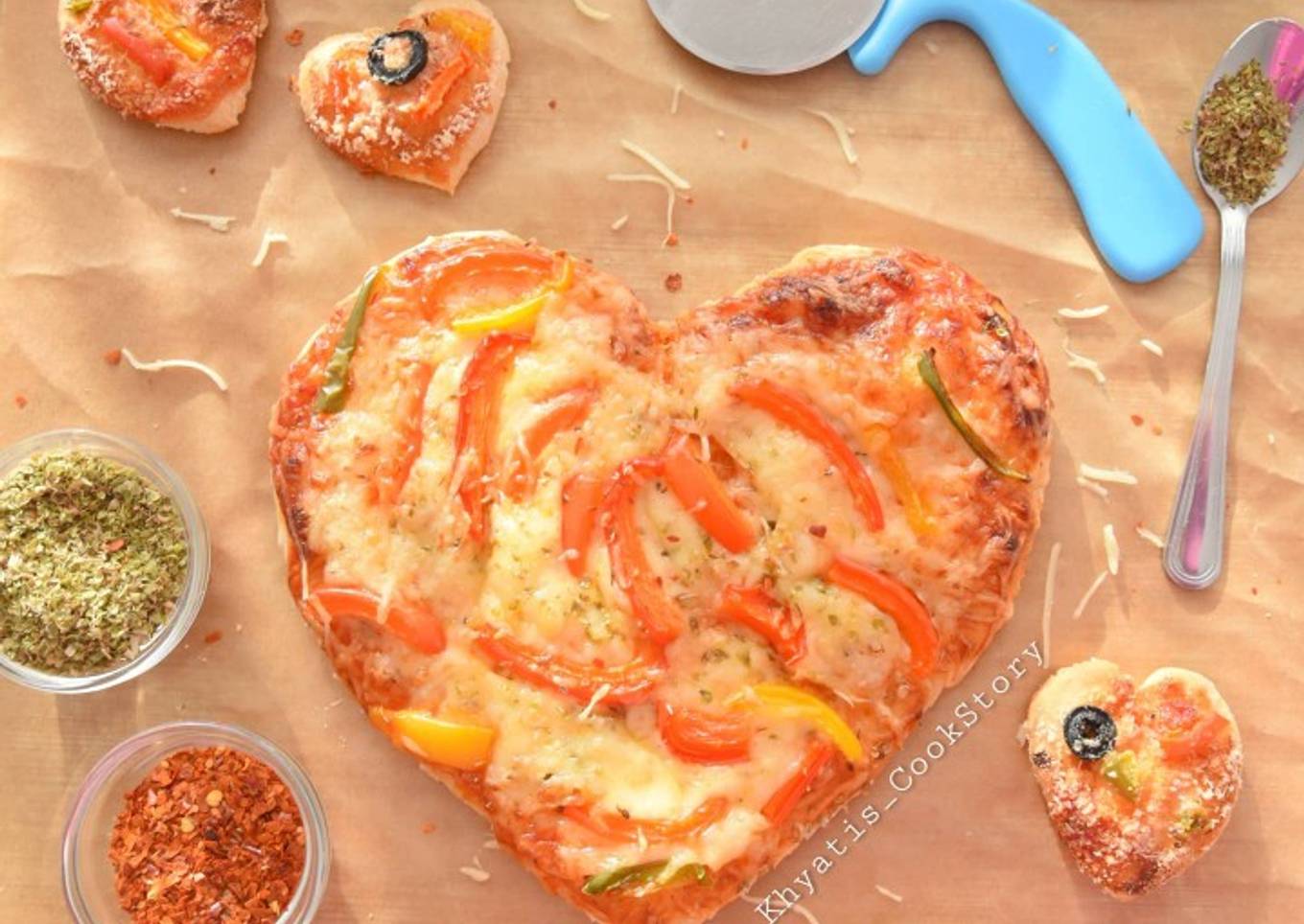 Heart shaped Veg pizza