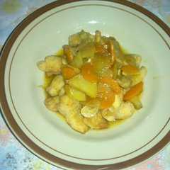 A picture of Chicken flour flush sauce spicy.