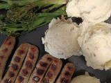 Skin-On Mashed Potatoes with Grilled Sausages and Tenderstem Broccoli