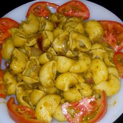 A picture of Pasta in tomato sauce.