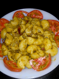 A picture of Pasta in tomato sauce.