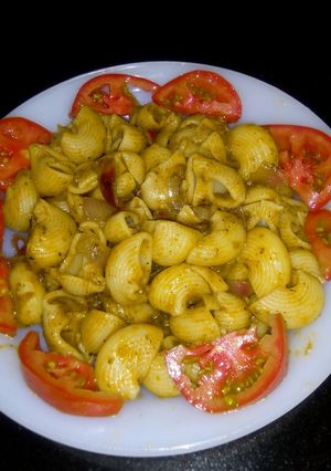 A picture of Pasta in tomato sauce.
