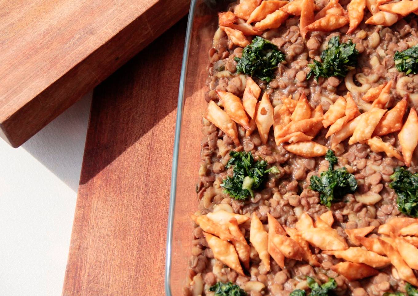 Harra usbau. Lentejas frías con fideos. Receta siria