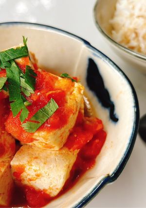 Hình của món Đậu phụ trắng kho cà chua.