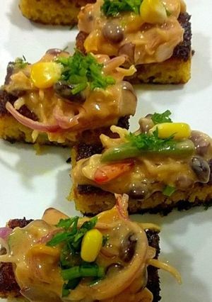 A picture of Toast Cheesy Dhokla.
