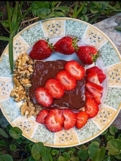 Una foto de Brownie de Nutella/plátano con frutas