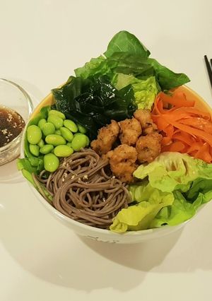 รูปของ สลัดโซบะบัควีตสไตล์ญี่ปุ่น น้ำสลัดทำเอง low carb