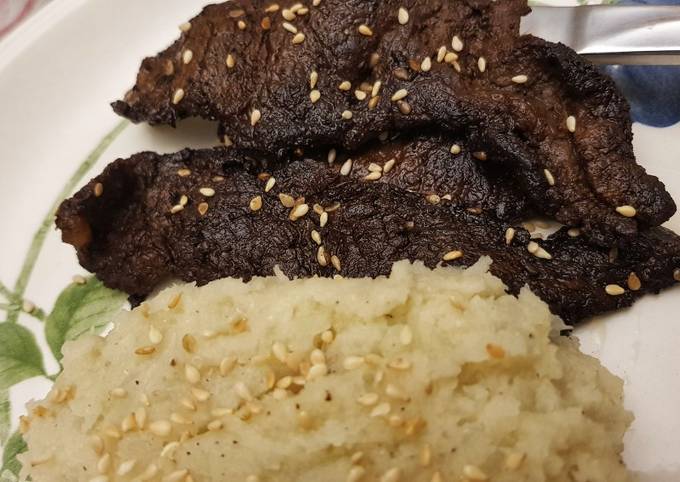 Steak stir fry with mashed Cauliflower