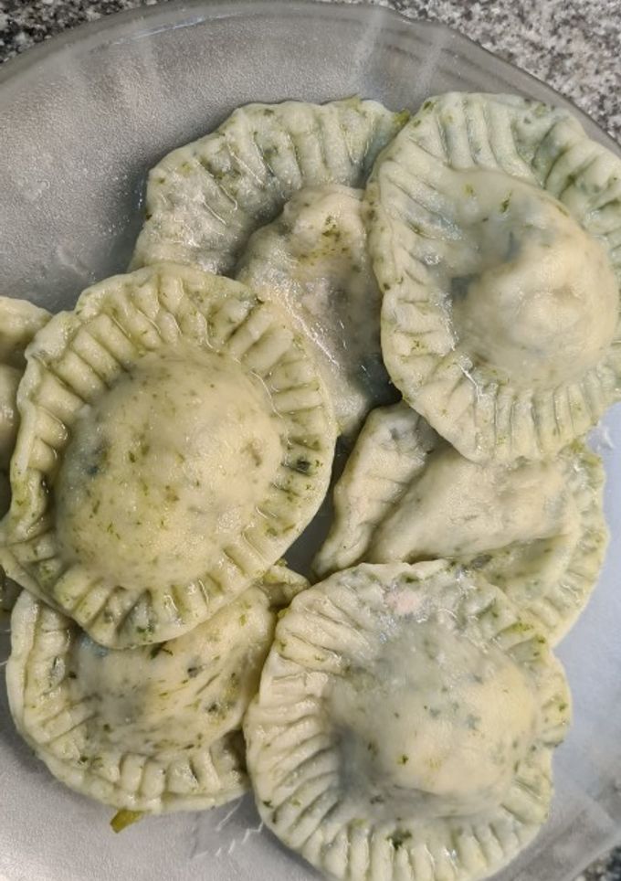 Una foto de Sorrentinos de acelga con relleno de dos quesos