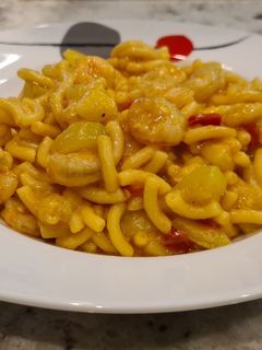 Una foto de Fideuá de calabacin y gambas