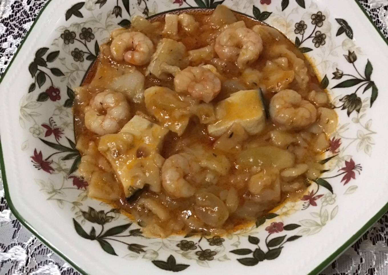 Gazpacho de pez espada y gambas