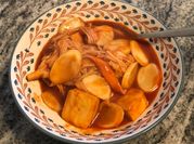 A picture of gochujang seafood