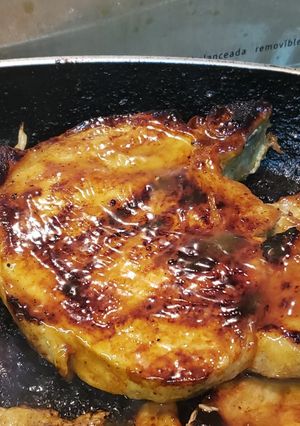 Una foto de Costillas de cerdo con mostaza y miel. 5 minutos!!