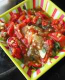 Ensalada de pimientos y berenjena asada