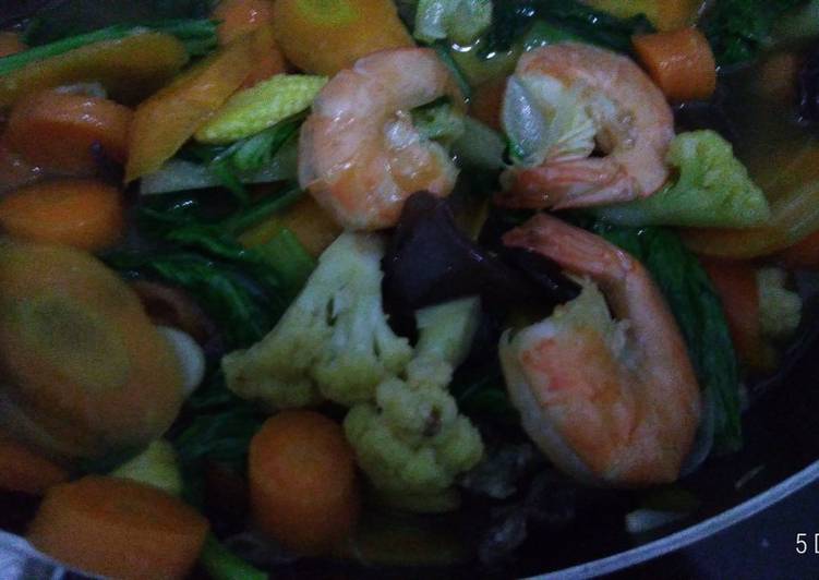 Resep Tumis sayur udang simple (capcay non kemiri) Anti Gagal