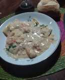 Ravioles con salsa de langostinos y camarones