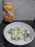 Malfatti de espinaca con ricota casera y salsa blanca con puerro y verdeo 💚