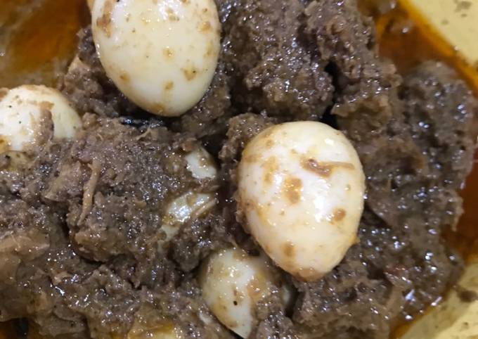 Rendang Daging dan telur puyuh (bisa buat anak kecil 3 tahun)