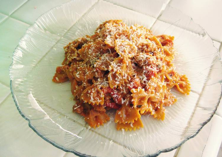 Farfalle pasta with soy
