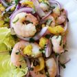 Ceviche de camarón y mango