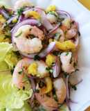 Ceviche de camarón y mango