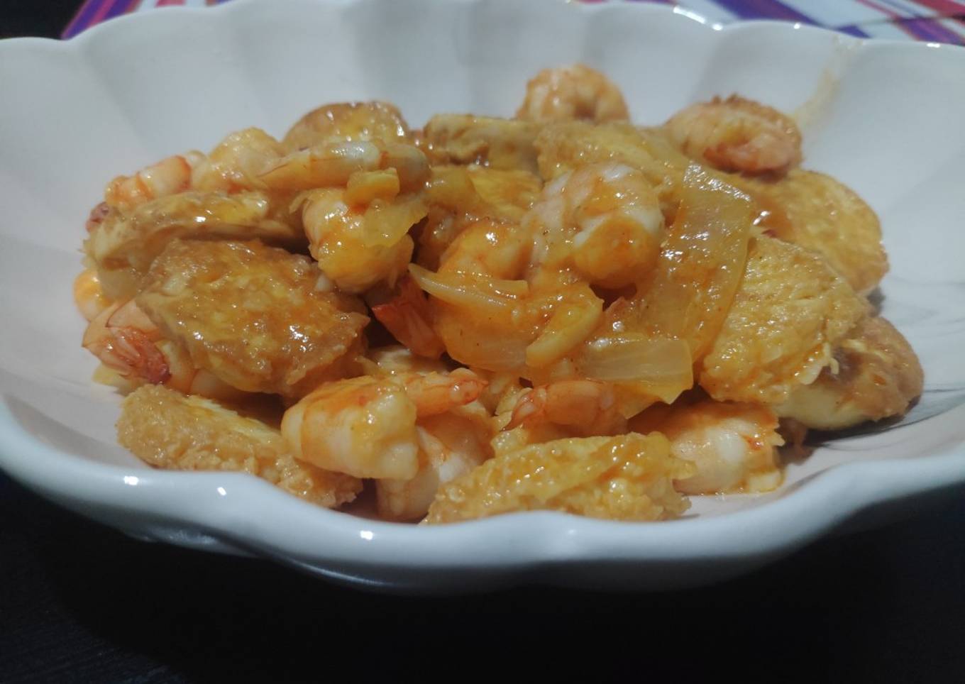 Udang Tofu Asam Manis