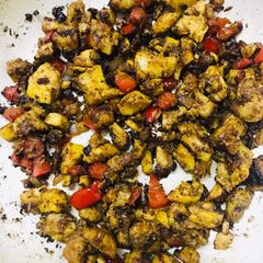 A picture of Red bell pepper & chicken fry#Ramzan Special !!.