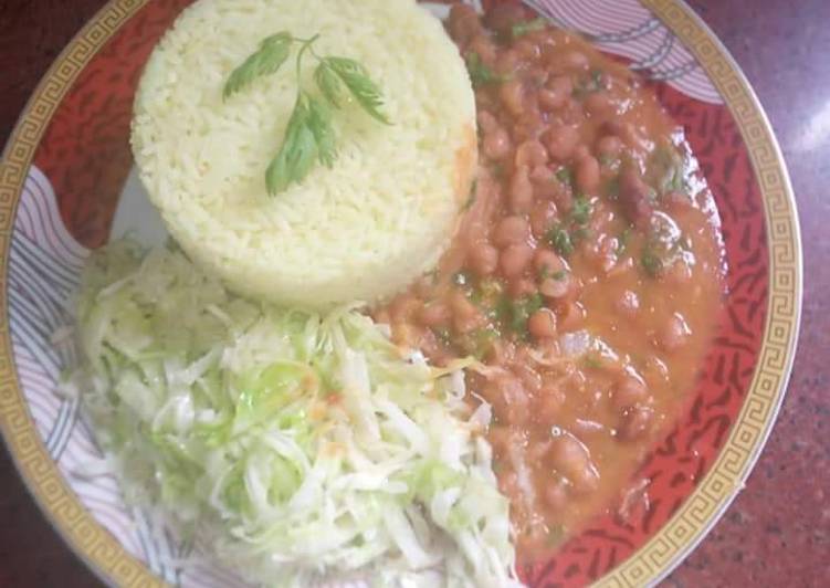 Recipe of Perfect Beans Stew, Rice with Boiled cabbage