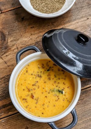 A picture of Ajwain Kadhi.