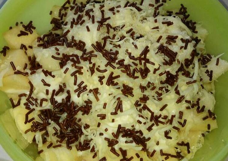 Cara Membuat Salad Buah (Apel + Pir) dengan Mayonese, Keju, Coklat Super Lezat