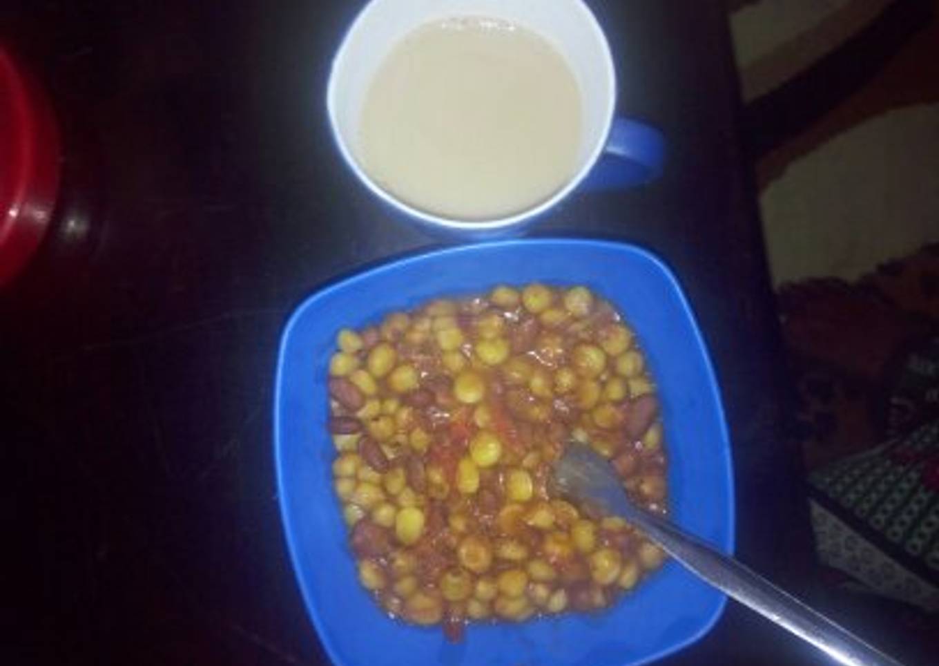 Githeri with Milk tea