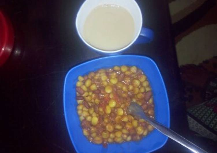 Steps to Make Quick Githeri with Milk tea