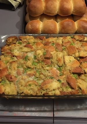 A picture of Super Thanksgiving Dressing (stuffing).