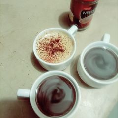 A picture of Cappuccino coffee ☕ at home 😁.
